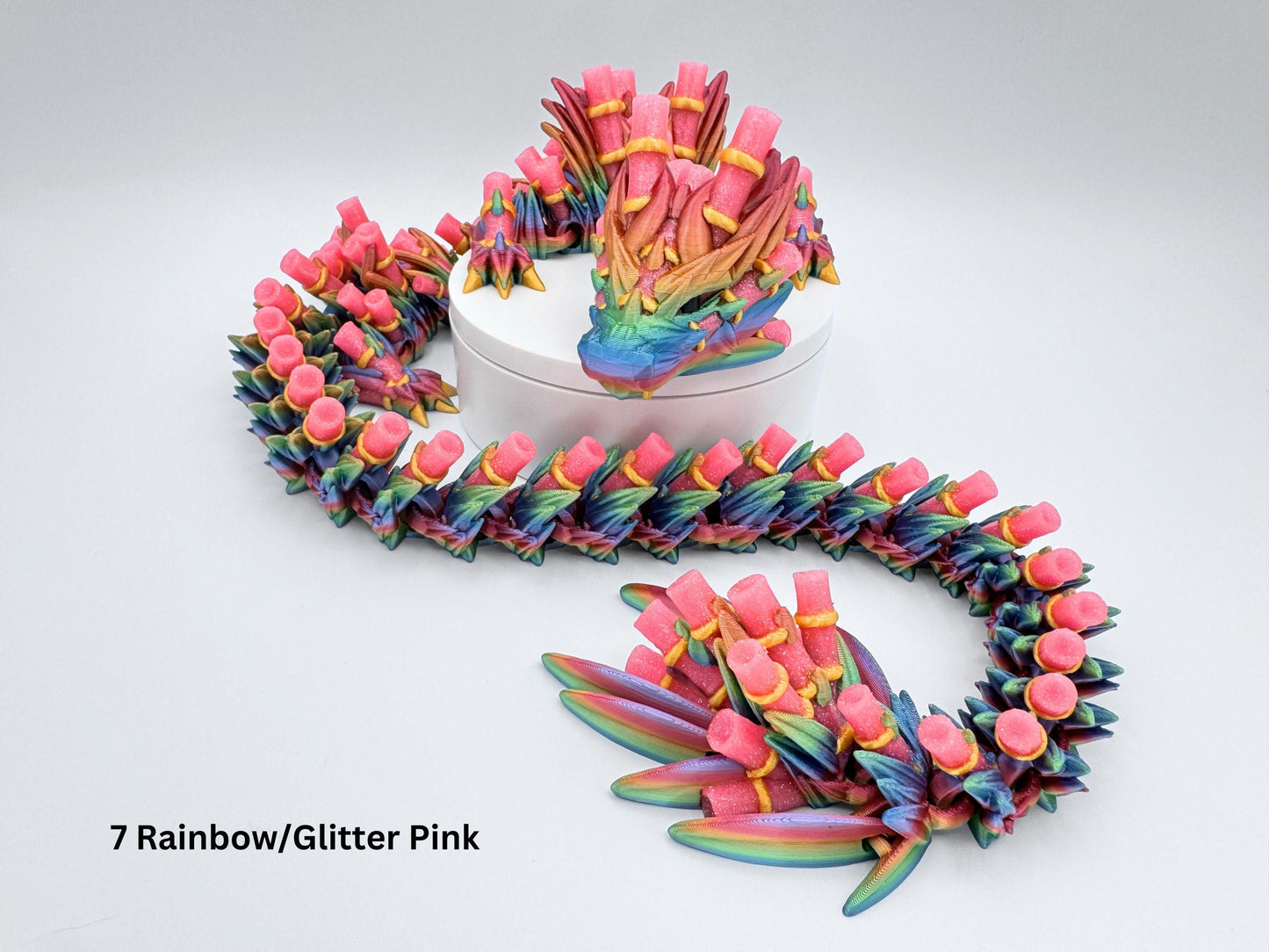 Articulated Bamboo Dragon, 3D Printed Figurine, Flexible Desk Decor Collectible