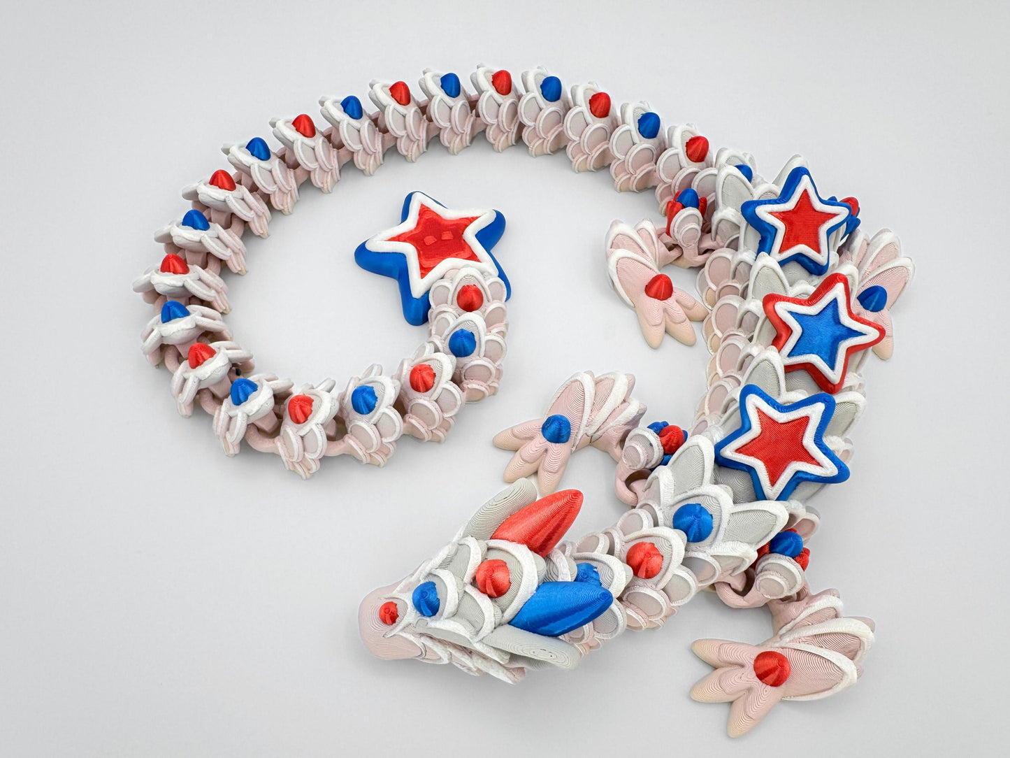 3D Printed Cookie Dragon, Patriotic 4th of July Decor Figurine