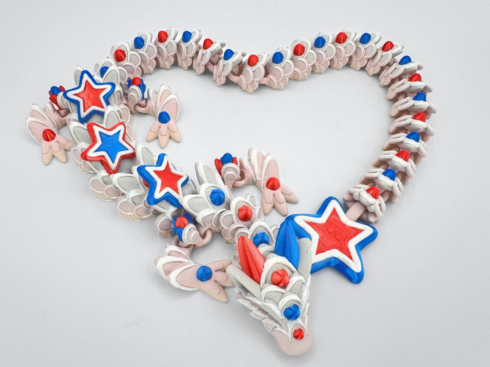 3D Printed Cookie Dragon, Patriotic 4th of July Decor Figurine