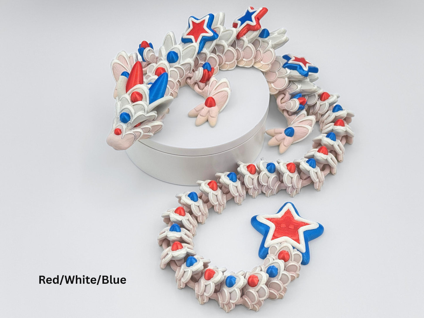 3D Printed Cookie Dragon, Patriotic 4th of July Decor Figurine