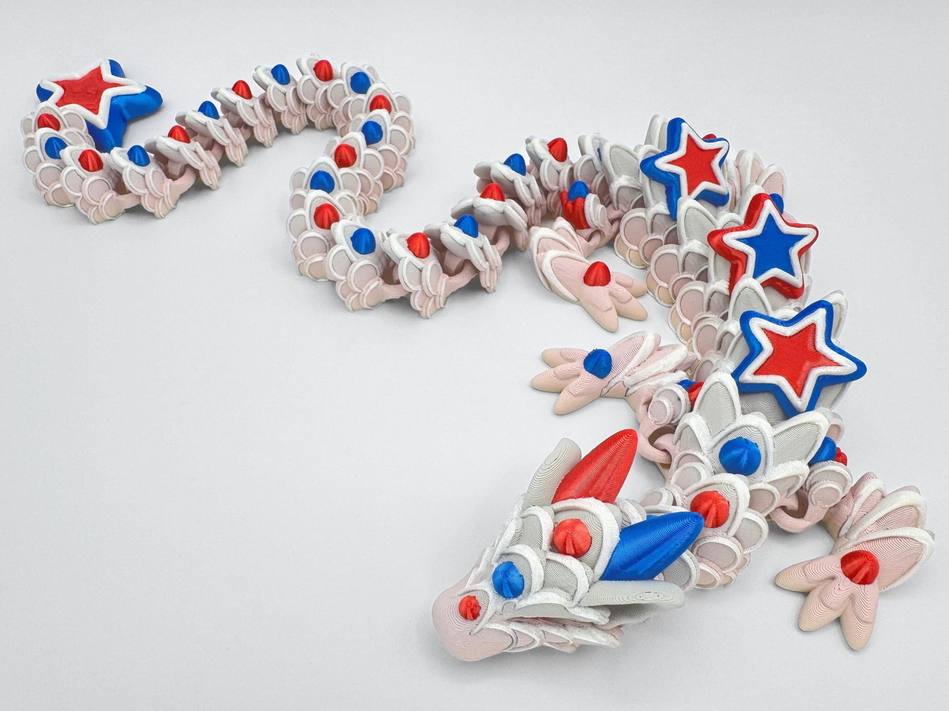 3D Printed Cookie Dragon, Patriotic 4th of July Decor Figurine