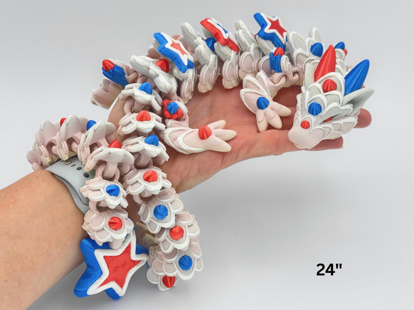 3D Printed Cookie Dragon, Patriotic 4th of July Decor Figurine