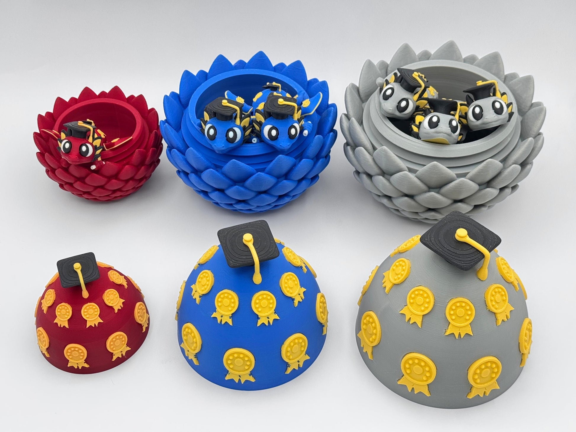 3D Printed Articulated Dragon Egg, Graduation Table Centerpiece Decor