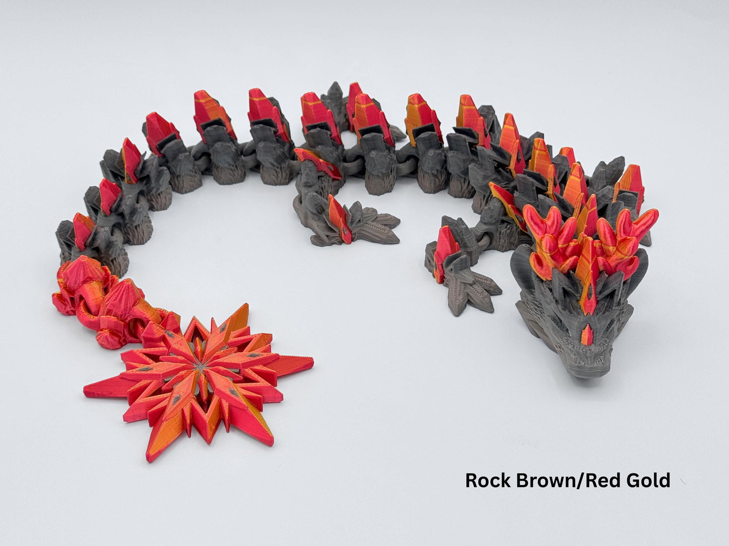 Winter Dragon Figurine, 3D Printed Articulated Frosty Desk Ornament