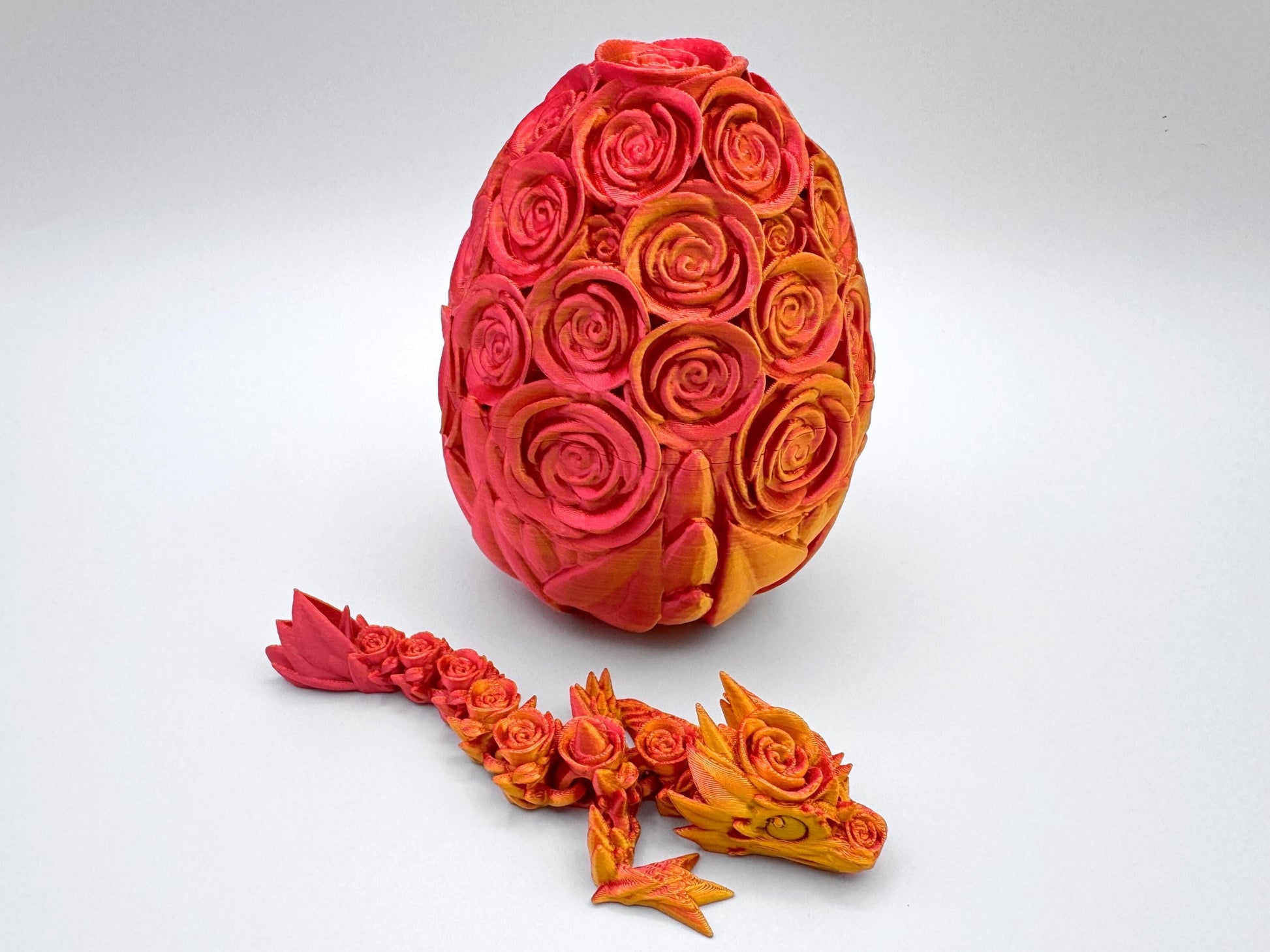 Baby Rose Dragon with Egg, 3D Printed Mystical Creature