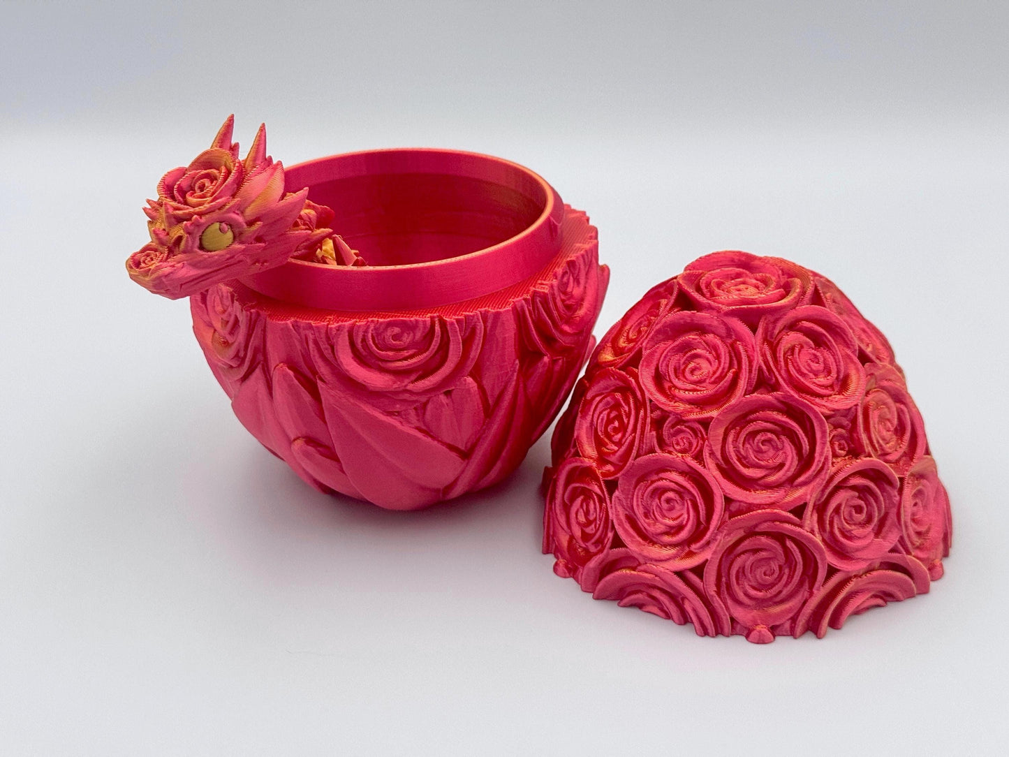 Baby Rose Dragon with Egg, 3D Printed Mystical Creature