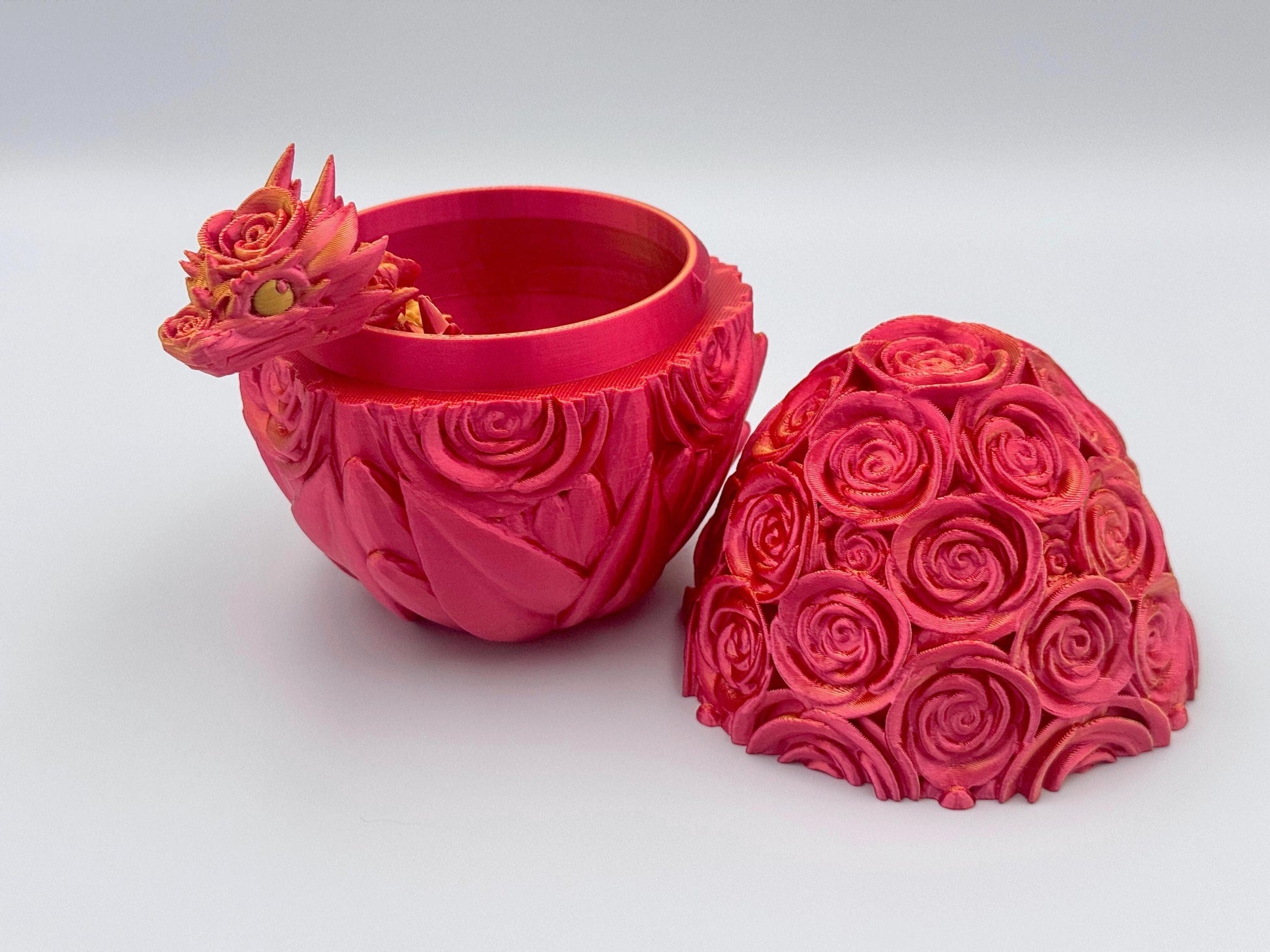Baby Rose Dragon with Egg, 3D Printed Mystical Creature