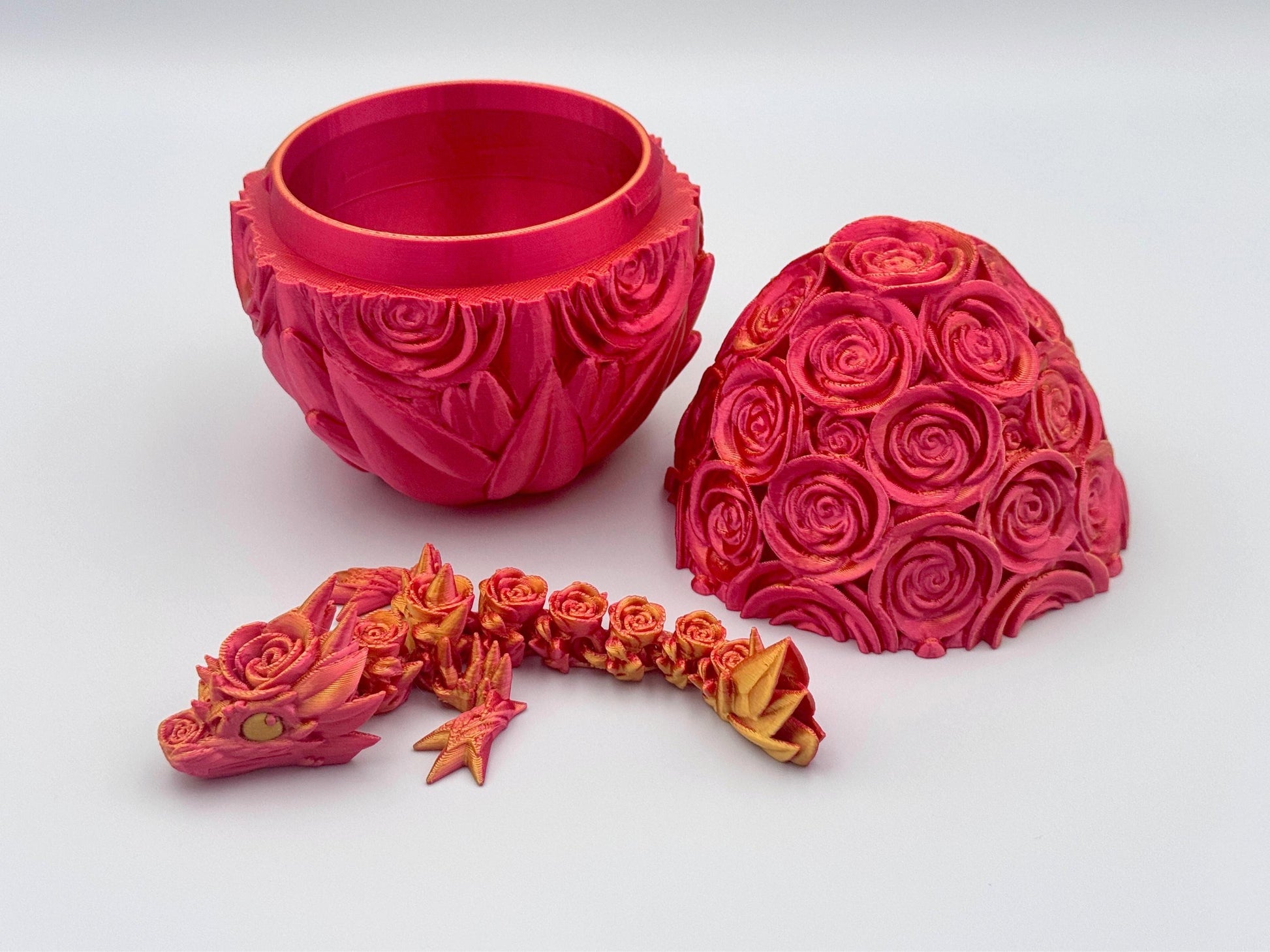 Baby Rose Dragon with Egg, 3D Printed Mystical Creature