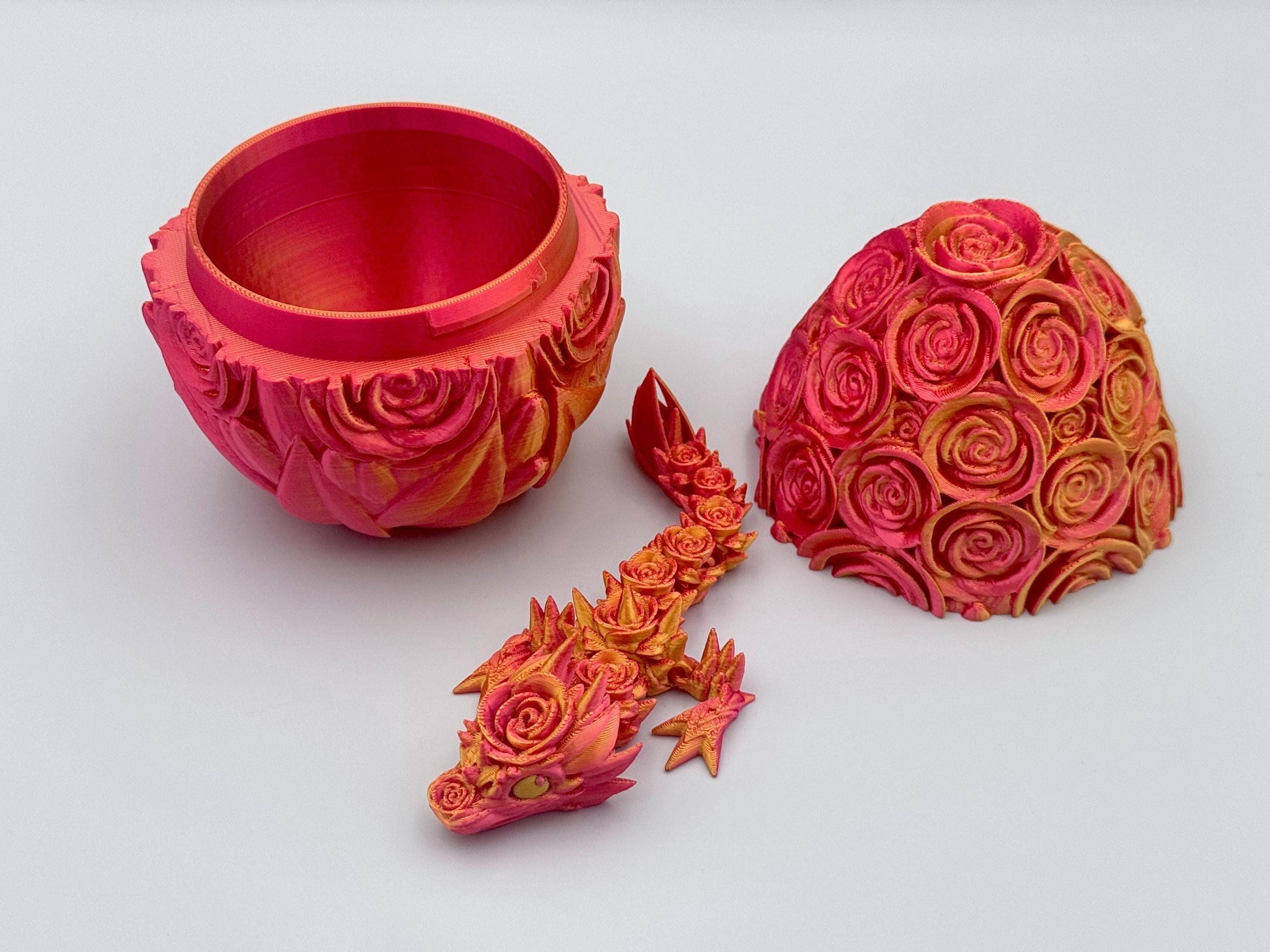 Baby Rose Dragon with Egg, 3D Printed Mystical Creature