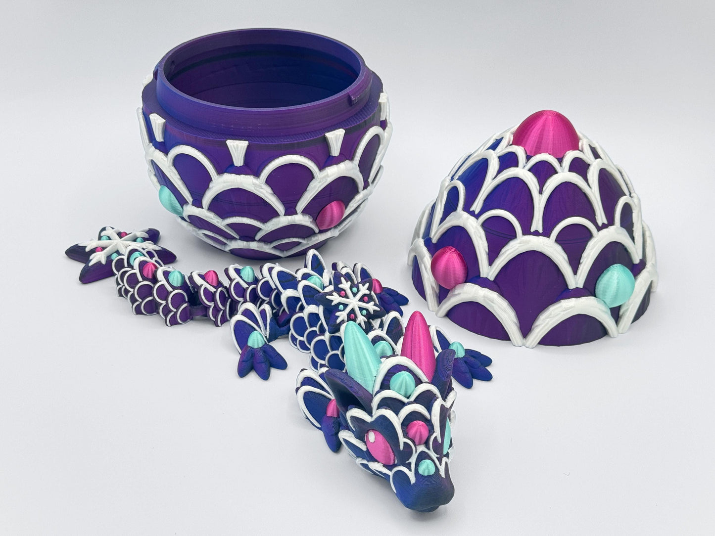 Gingerbread Dragon 3D Printed Articulated Figurine, Snowflake Christmas Tabletop Decor