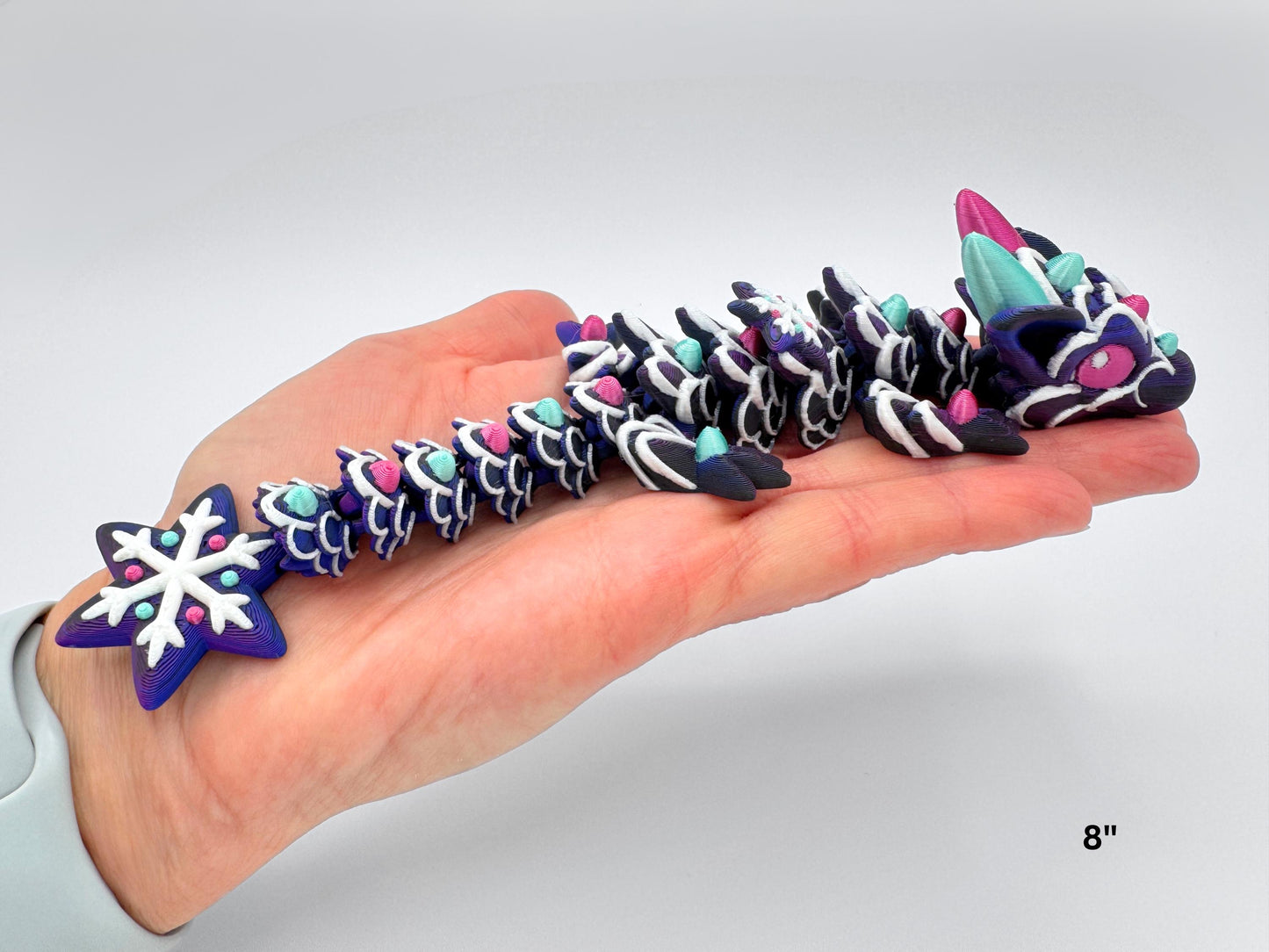 Gingerbread Dragon 3D Printed Articulated Figurine, Snowflake Christmas Tabletop Decor