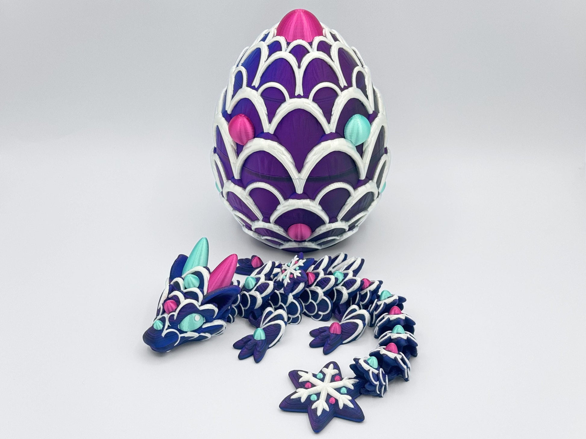 Gingerbread Dragon 3D Printed Articulated Figurine, Snowflake Christmas Tabletop Decor