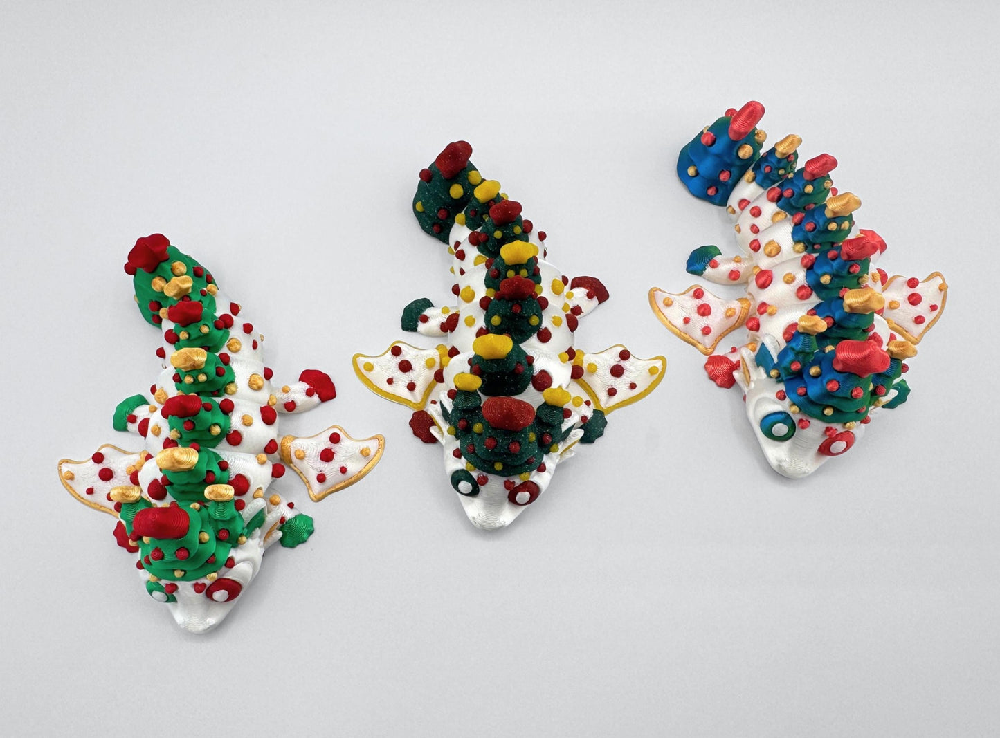 3D Printed Christmas Dragon with Egg, Holiday Tabletop Decor Winter Centerpiece