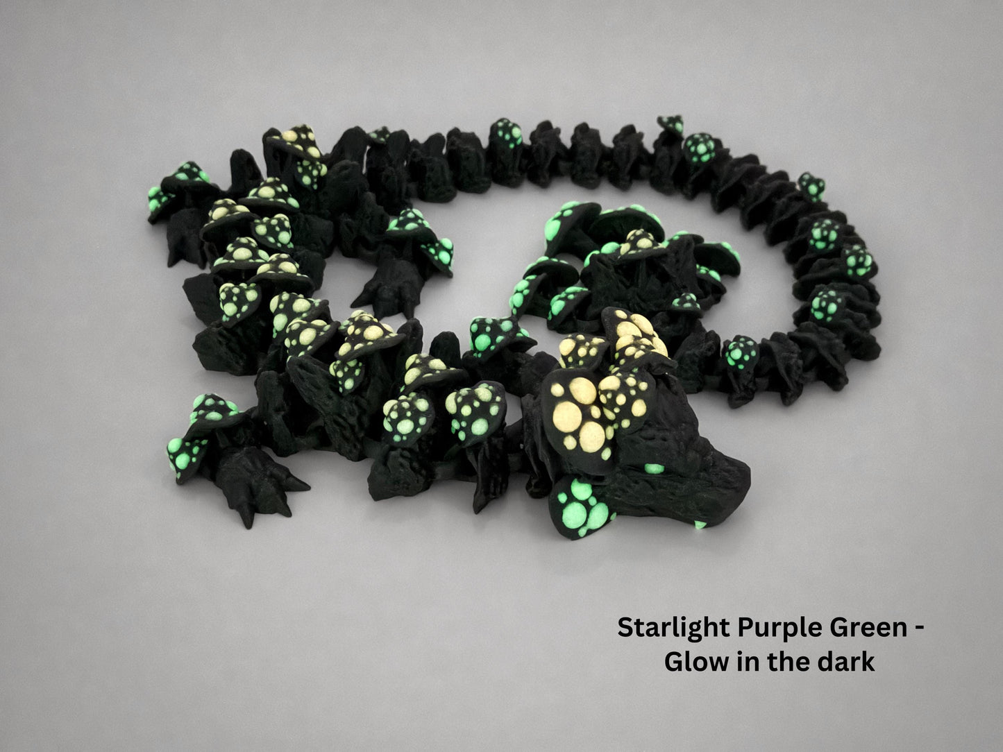 Articulated Mushroom Dragon Figurine, 3D Printed Fantasy Creature, Fungi Shelf Decor