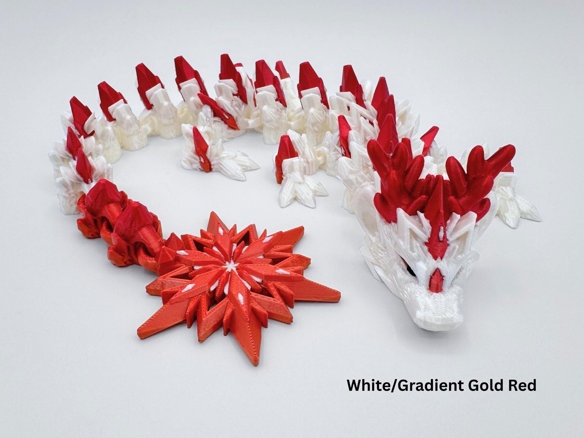 Winter Dragon Figurine, 3D Printed Articulated Frosty Desk Ornament