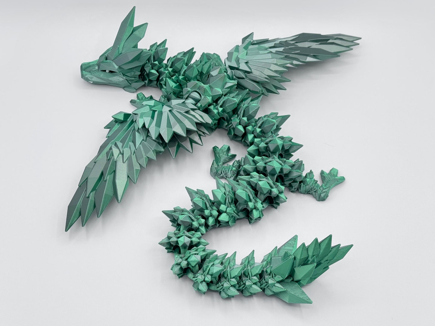 Crystal Dragon 3D Printed Figurine, Articulated Winged Fantasy Decor