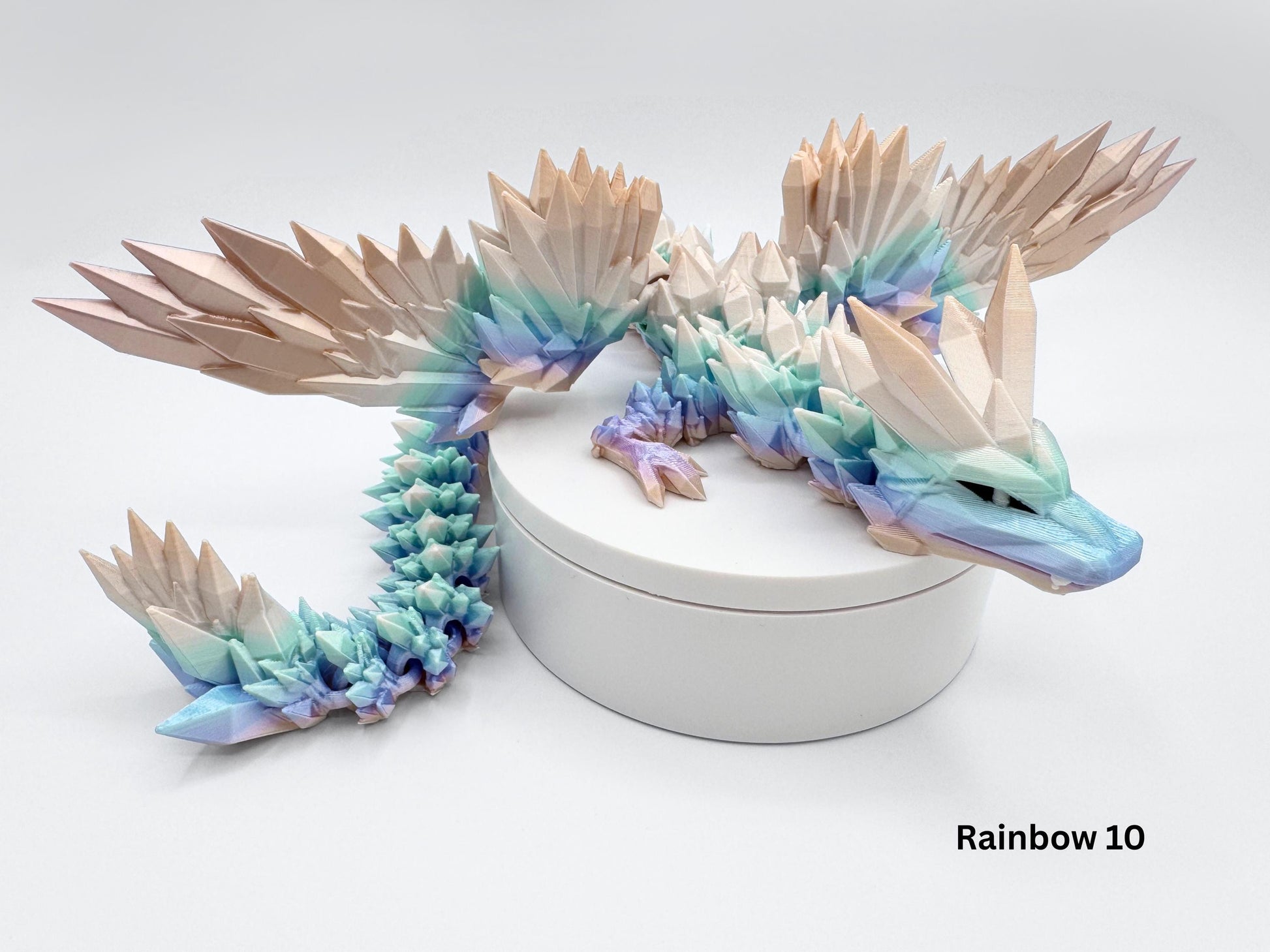 Crystal Dragon 3D Printed Figurine, Articulated Winged Fantasy Decor