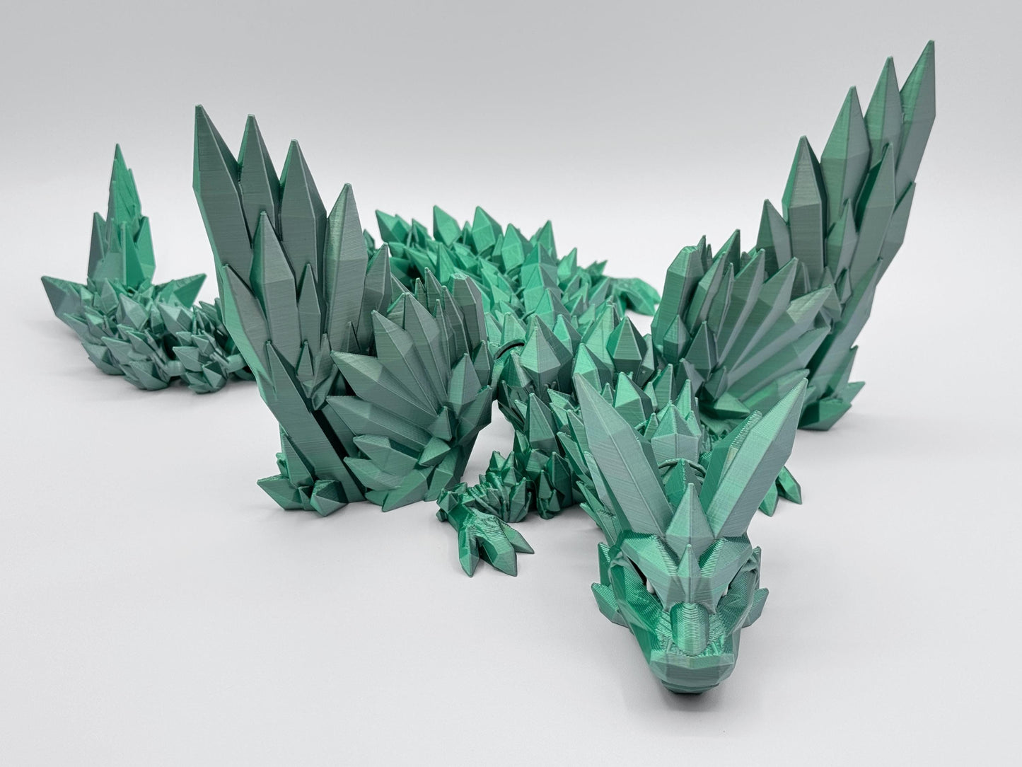 Crystal Dragon 3D Printed Figurine, Articulated Winged Fantasy Decor