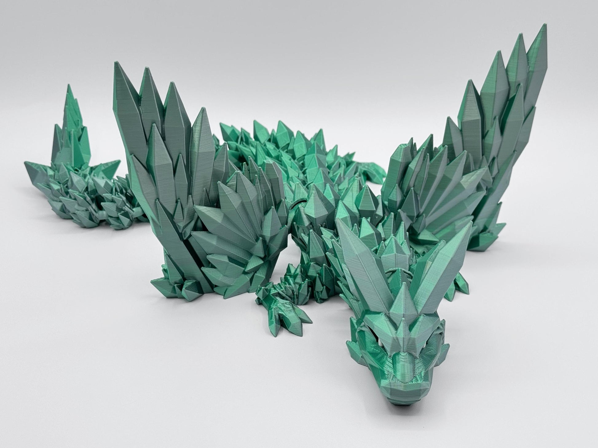 Crystal Dragon 3D Printed Figurine, Articulated Winged Fantasy Decor