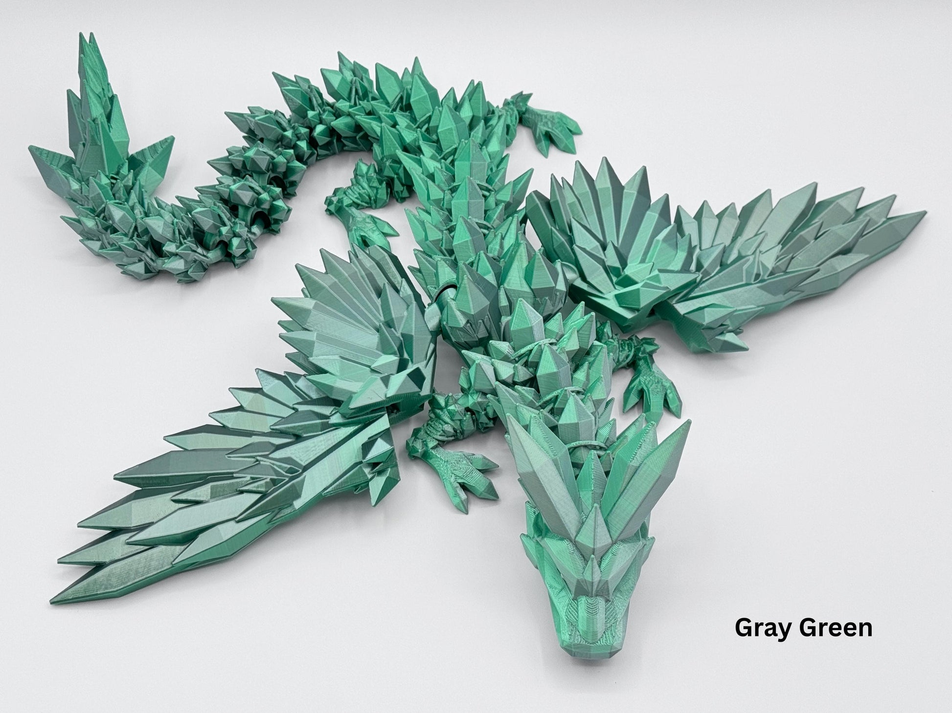 Crystal Dragon 3D Printed Figurine, Articulated Winged Fantasy Decor